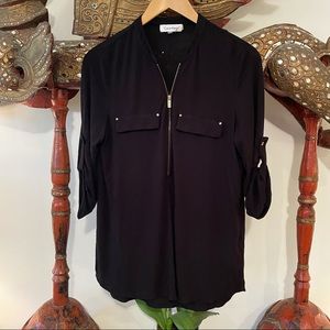 Calvin Klein Zip Roll-Up Sleeve Top